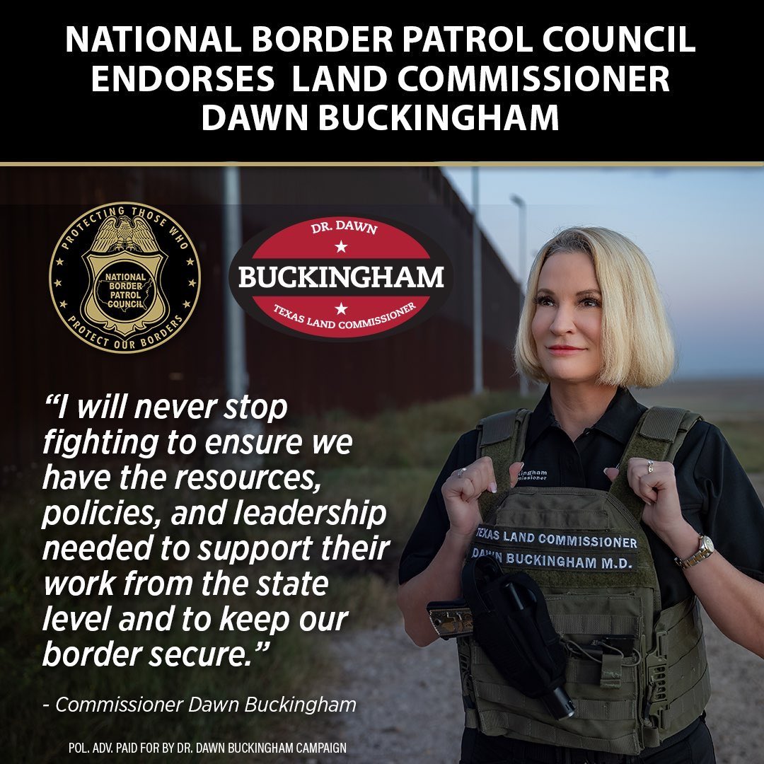 I am honored to have the endorsement of the National Border Patrol Council (<a href="/BPUnion/">Border Patrol Union - NBPC</a>) in my reelection campaign! 

I am proud of the work we’ve done together with our State and Federal partners and look forward to continuing to support our Border Patrol agents, however I can, in