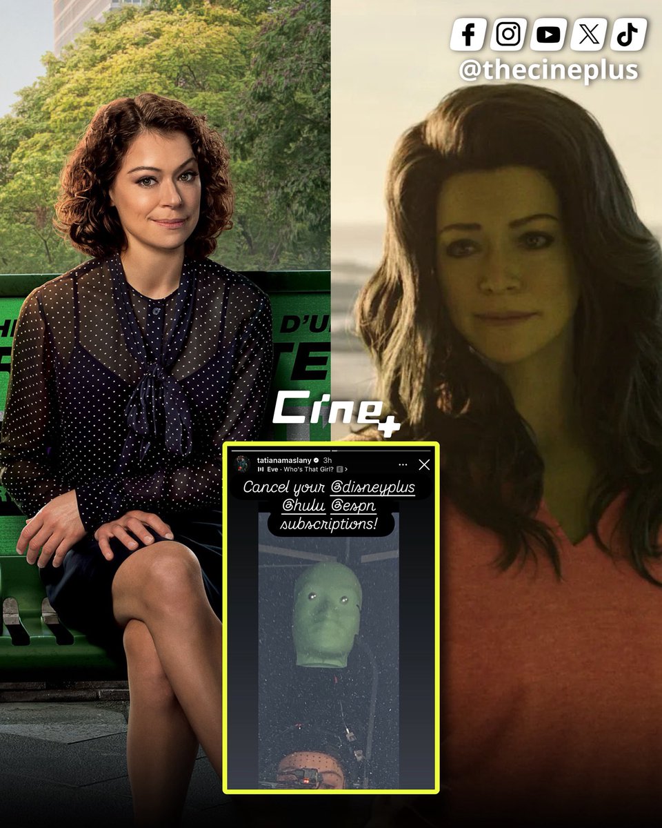 TheCinePlus's tweet image. Tatiana Maslany vía Instagram le pide a sus seguidores que cancelen sus suscripciones a “Disney+”, “Huly” y “ESPN”, los servicios de streaming que maneja Disney.

Muchas personas estan pidiendo que se cancelen sus suscripciones a servicios de Disney después de que cancelaran el…