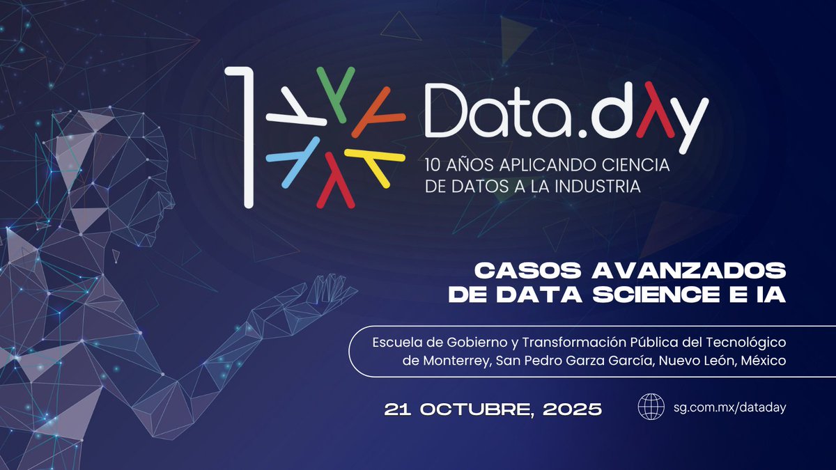 AMITI_Mex's tweet image. Este año #DataDay cumple 10 años siendo el foro donde colegas, equipos y comunidades comparten experiencias reales aplicando ciencia de datos e inteligencia artificial.

¡Y ya puedes asegurar tu lugar y conocer parte del programa! sg.com.mx/dataday/tickets

@RevistaSG