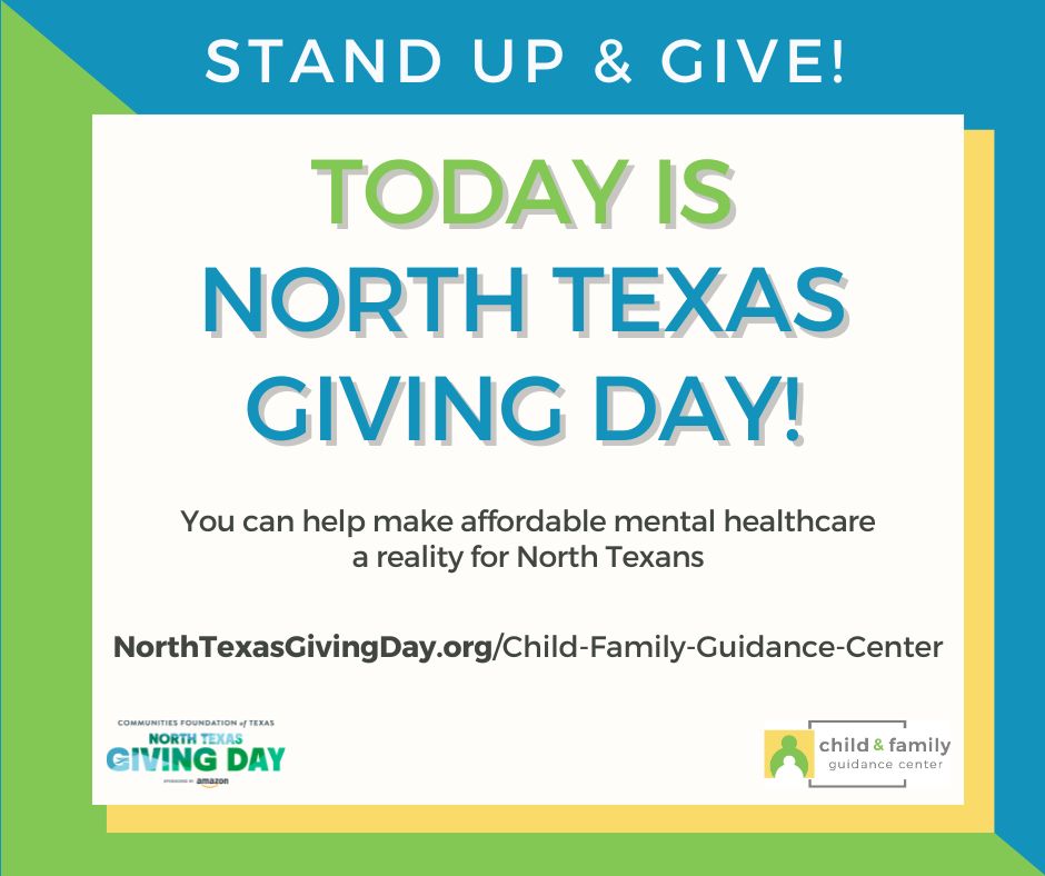 ChildandFamily_'s tweet photo. Donations can be doubled when gifts are made to two participating nonprofits at once today! Only until 5pm.

https://t.co/zJfMgPGwda

Help us continue to deliver quality,  affordable, accessible mental healthcare individuals and families across North Texas! https://t.co/6dna8XjR40