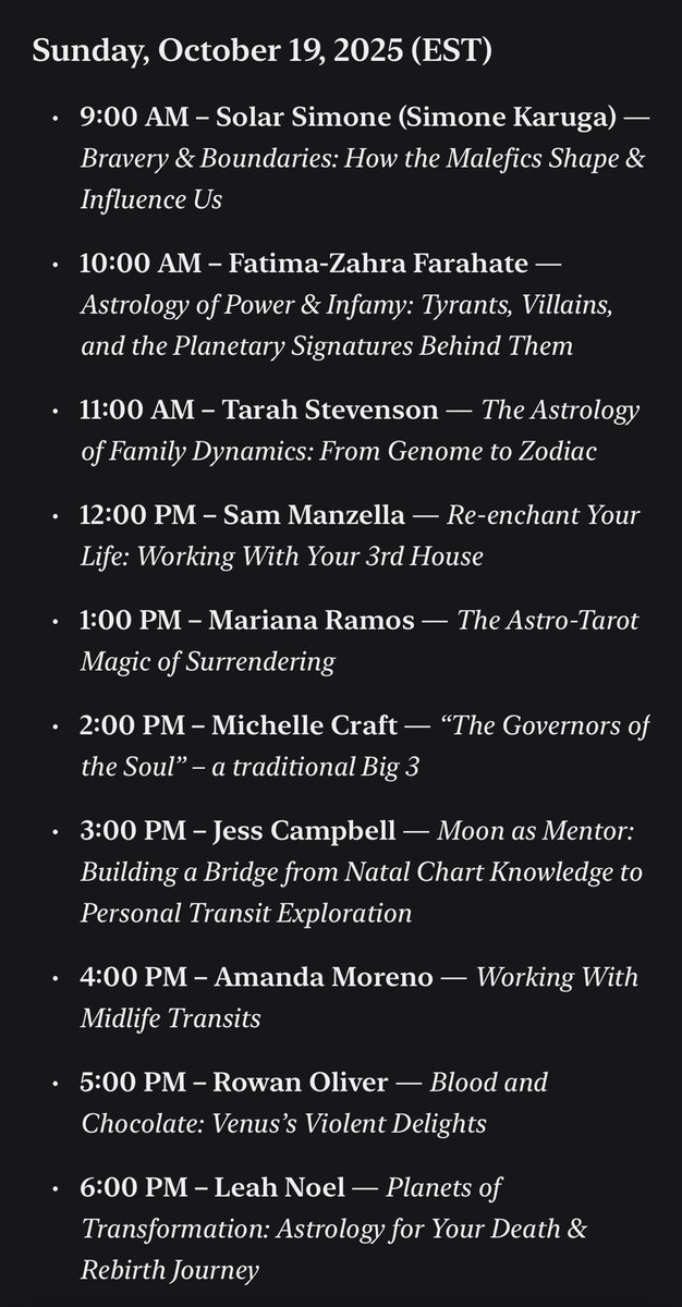 Have you seen this? So many fascinating topics! 🤩
If you haven't already, buy your ticket to the Astrologer's Co-op Conference!