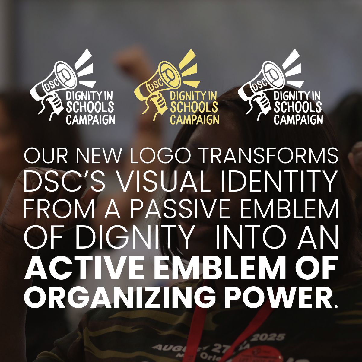 We have a new look! 

Our new DSC logo reflects our mission to amplify voices, build power, &amp; demand dignity in education.

Learn more here: dignityinschools.org/new-logo
#EndSchoolPushout #DignityInSchools