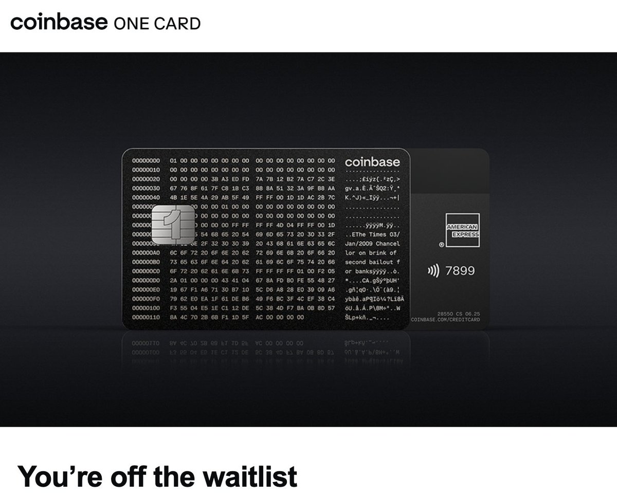 Three months of waiting and it’s finally here.  Three taps and the card is in my Google Wallet ready to use. 

When has that ever happened in the history of banking?

 Thanks, <a href="/coinbase/">Coinbase 🛡️</a> 🙏 You get me. 🔥🔥🔥