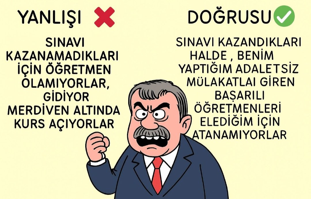 Merve Soysal (@msoysalll) on Twitter photo Bir yanda 3 ayrı oturumdan oluşan saatler süren objektif KPSS, diğer yanda torpil ve keyfiyetle yapılan 10 dakikalık mülakat… Hangisi başarıyı ölçüyor sizce? <a href="/Yusuf__Tekin/">Yusuf Tekin</a> <a href="/tcmeb/">Millî Eğitim Bakanlığı</a> <a href="/omerrcelik/">Ömer Çelik</a>
<a href="/_cevdetyilmaz/">Cevdet Yılmaz</a> <a href="/yilmaznazif/">Nazif Yılmaz</a>
<a href="/cftcblnt/">Bülent ÇİFTCİ</a> <a href="/farukyelkenci/">Ömer Faruk Yelkenci</a>
#SınavıKazandıkMülakattaElendik Bir yanda 3 ayrı oturumdan oluşan saatler süren objektif KPSS, diğer yanda torpil ve keyfiyetle yapılan 10 dakikalık mülakat… Hangisi başarıyı ölçüyor sizce? <a href="/Yusuf__Tekin/">Yusuf Tekin</a> <a href="/tcmeb/">Millî Eğitim Bakanlığı</a> <a href="/omerrcelik/">Ömer Çelik</a>
<a href="/_cevdetyilmaz/">Cevdet Yılmaz</a> <a href="/yilmaznazif/">Nazif Yılmaz</a>
<a href="/cftcblnt/">Bülent ÇİFTCİ</a> <a href="/farukyelkenci/">Ömer Faruk Yelkenci</a>
#SınavıKazandıkMülakattaElendik