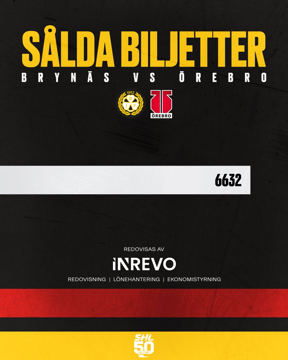 SHL | Sålda biljetter 🎟️

Vi närmar oss 7000 sålda biljetter till lördagens match mot Örebro – når vi dit innan midnatt?! 🖤💛❤️

🎟️ Köp dina biljetter på brynas.se

Vi ses på matchen! 🤝