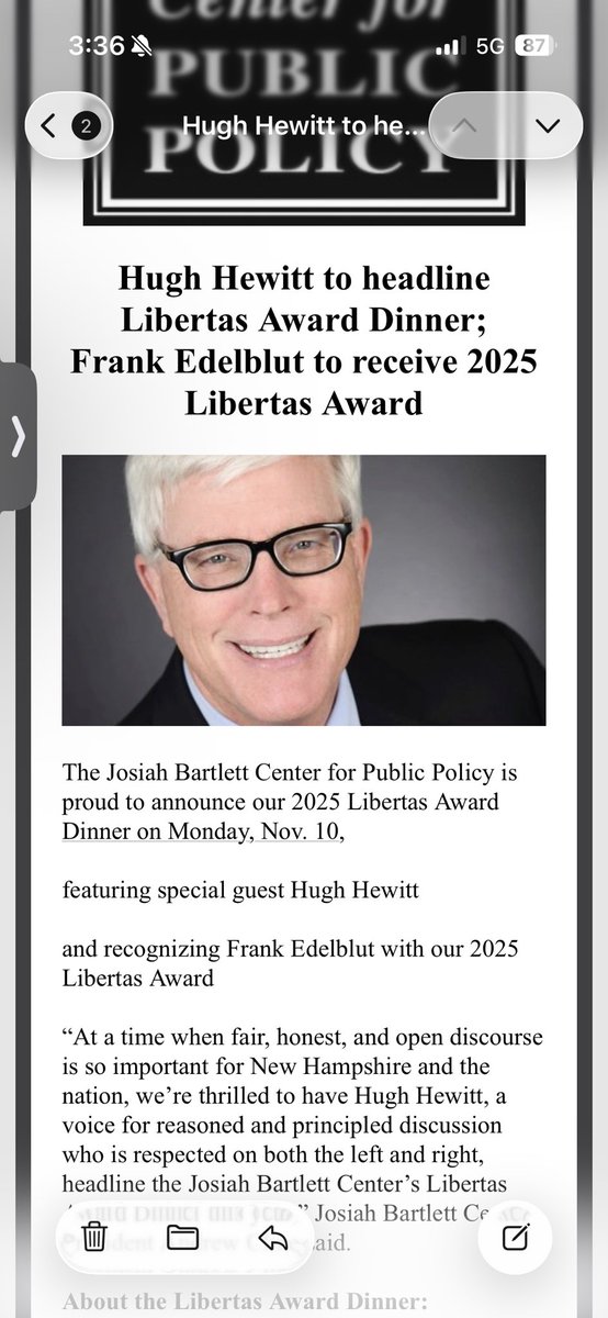Hugh Hewitt to headline the Josiah Bartlett Center for Public Policy in New Hampshire on Nov 10th

Good people, good work &amp; an outstanding speaker! 

Live Free or Die

<a href="/JBartlett_NH/">Josiah Bartlett</a> <a href="/DrewHampshire/">Drew Cline</a> <a href="/hughhewitt/">Hugh Hewitt</a>