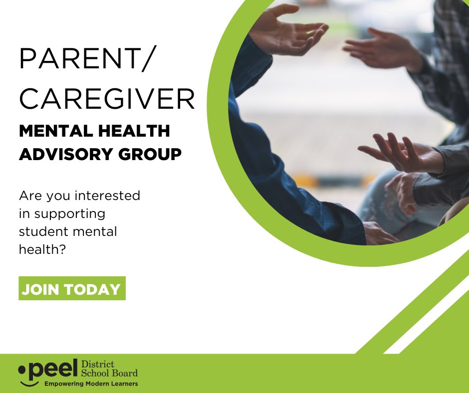 Are you the parent/caregiver of a PDSB student?  Share your thoughts on the Mental Health Strategy for students. 

Join the Parent/Caregiver Mental Health Advisory Group today: pdsb.me/parentcaregive… The deadline to register is October 30, 2025.