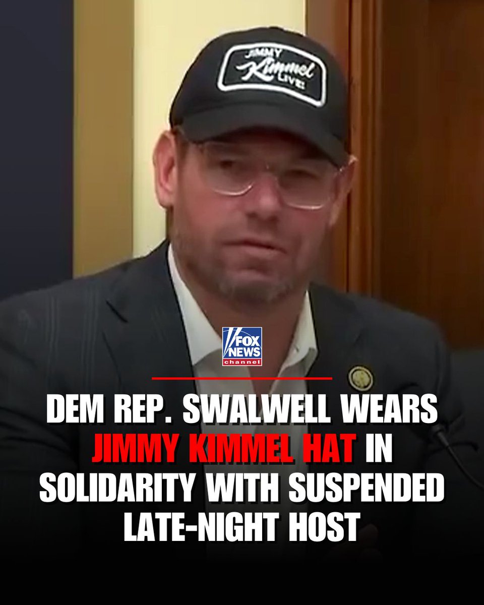 LATE-NIGHT LOYALTY: Dem Rep. Eric Swalwell sported a 'Jimmy Kimmel Live' hat on Capitol Hill today — standing in solidarity with the suspended late-night host over his comments on the death of Charlie Kirk, which Nexstar described as "offensive and insensitive."