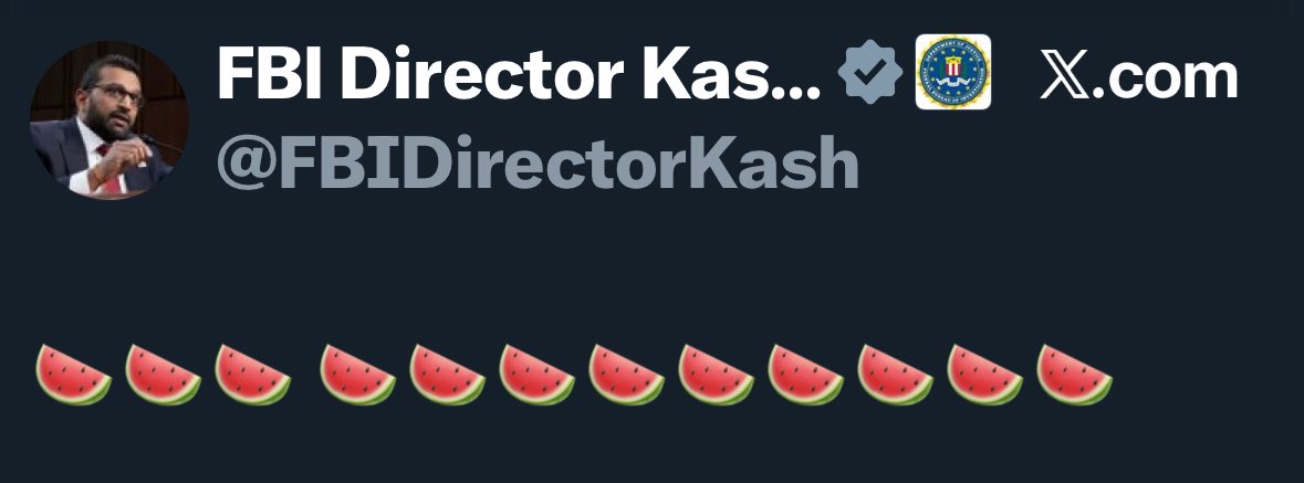 ZacharyLipez's tweet image. I agree with @FBIDirectorKash Free Palestine