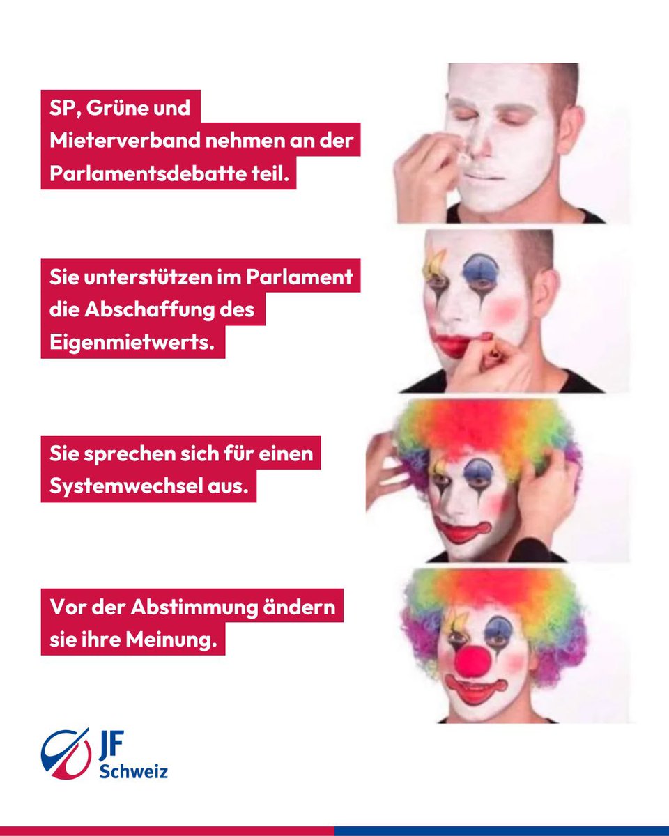 Klassischer Kompromiss 🤡 well done SP, Grüne und Mieterverband 👏🏻

Wir sagen am 28. September klar JA zur Abschaffung des Eigenmietwerts!