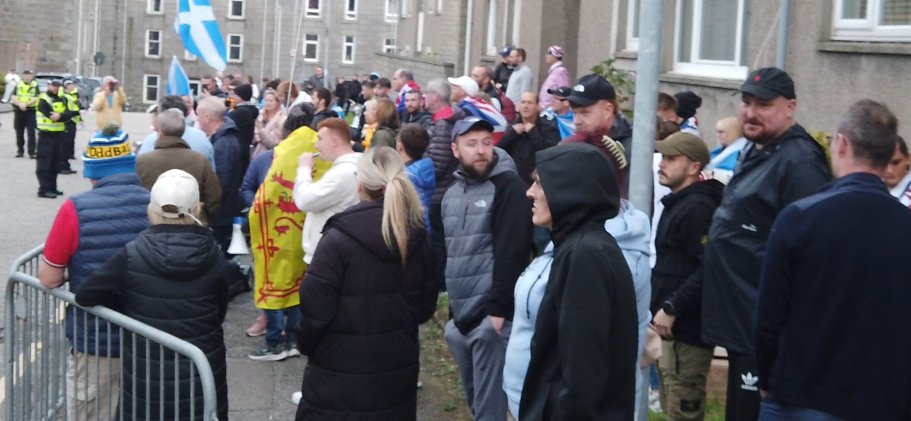 Great numbers tonight! Outnumbered the deviants 2 to 1. Aberdeen will not be replaced! We were never asked, and we have a right to say no to 6 illegal immigrant hotels in our city! Remigration Now!