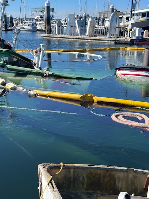 #USCG and WA Ecology crews are responding to a sunken tugboat at the Bremerton Marina. Two levels of containment boom have been placed to prevent further damage. A safety zone is being enforced for boaters. Crews have been contracted to clean up the diesel/oil in the water.