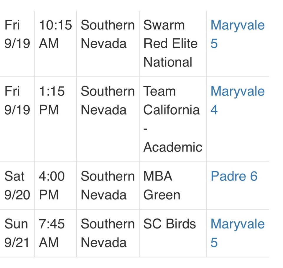 I will be playing with Southern Nevada for this weekends Junior Fall Classic, here is my schedule.