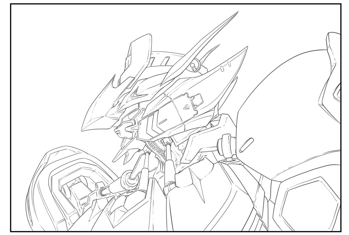 下描き 線画 完成 やっぱ1つ戻って塗る 