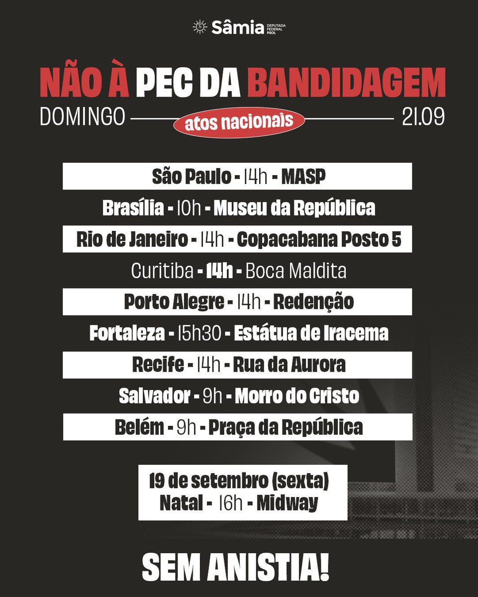 🚨 Atos já confirmados em todo o Brasil!

Confira locais e compartilhe: