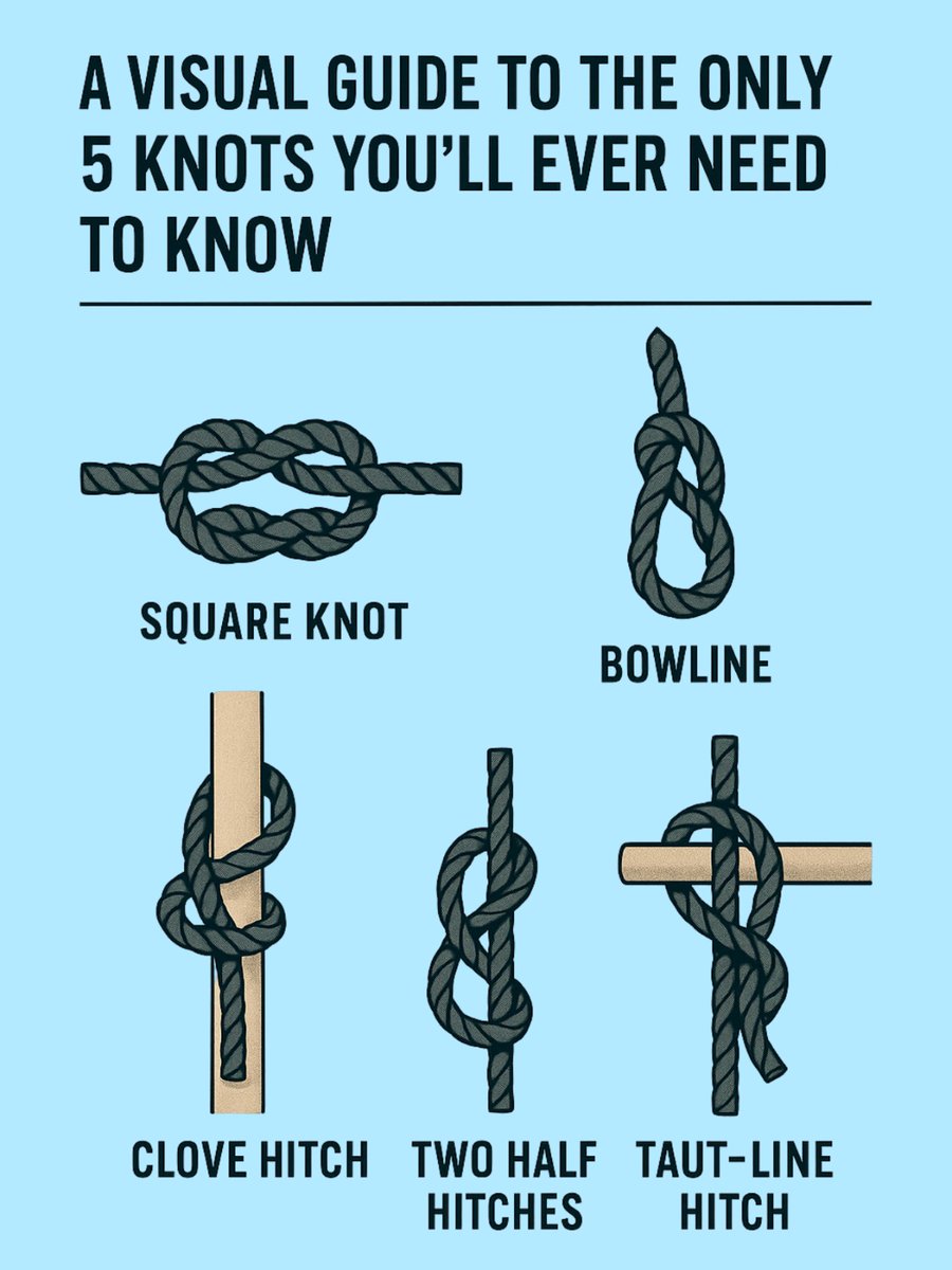 cooltechtipz's tweet image. 5 knots you must know to tie