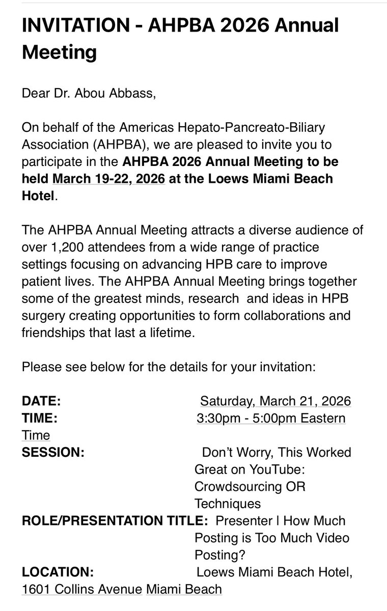 AhmadAbouAbbas8's tweet image. So honored to be invited to speak at the prestigious AHPBA meeting.. wait what? 😳🤣
#roboticsurgery
