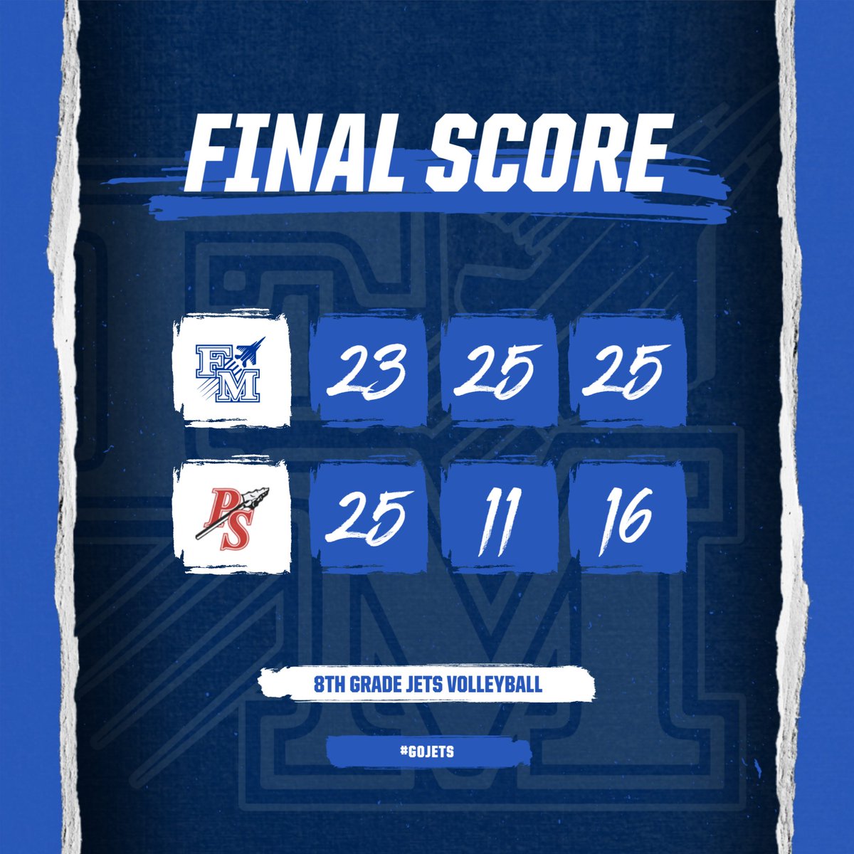 JH Lady Jets 🏐 final scores from Preble Shawnee. Great win from the 8th grade!

#GoJets