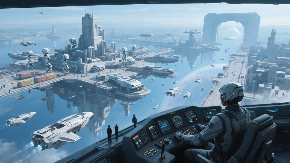 HUAWEI_TECH4ALL's tweet image. &quot;Pulse of the Future&quot;depicts an interstellar civilization where bustling spaceports, smart robots, and spaceships form the harmonious pulse of a future society rich with possibilities. 
AIGC x Tech4Future 🚀