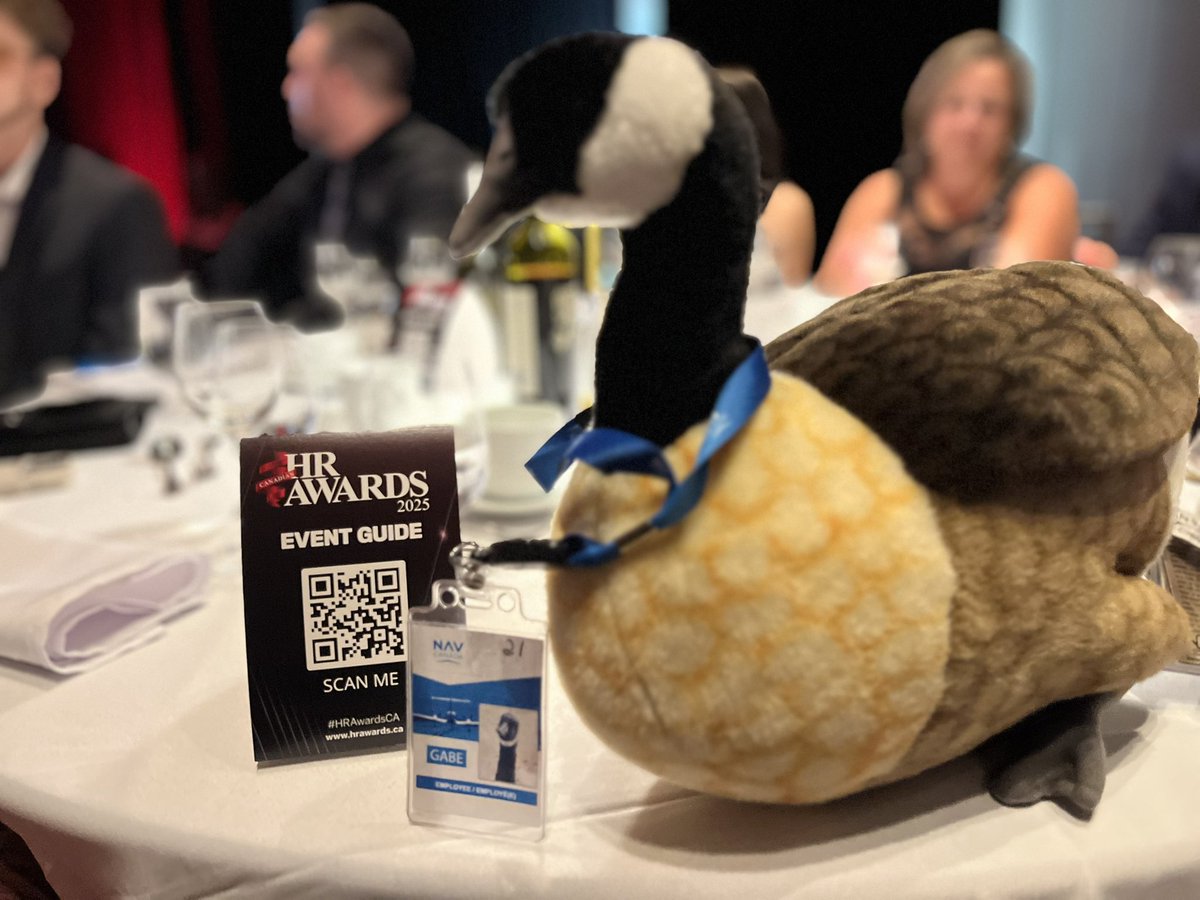 J_MacIndoe's tweet photo. Flocked to the HR Awards tonight with my amazing colleagues from NAV CANADA! Honking proud to celebrate excellence in HR and cheer on the incredible talent in our industry. #HRAwardsCA https://t.co/8ovPXxmgw4