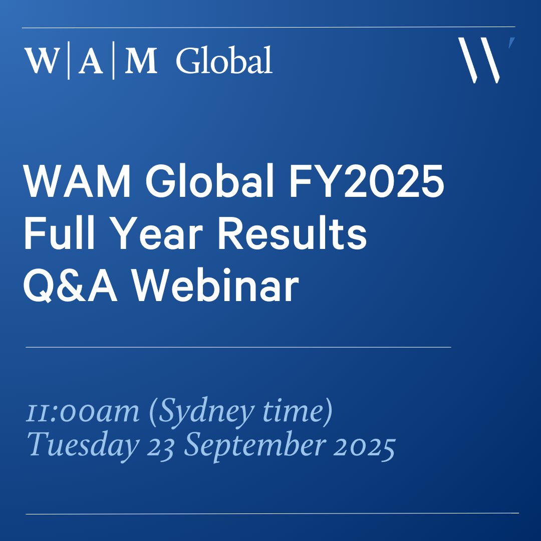 Join us for the WAM Global (ASX: WGB) FY2025 Results Q&amp;A Webinar on Tuesday 23 September at 11am (AEST).
Hear from the investment team on the FY2025 results, their outlook on global markets and a recap of the US earnings season.
Register now: globalmeet.webcasts.com/starthere.jsp?…