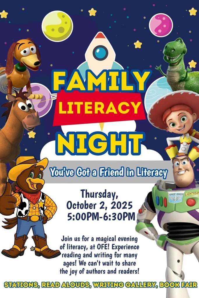 HumbleISD_OFE's tweet photo. Join us for a magical evening of literacy at OFE! Experience reading and writing for many ages! Thursday Oct. 2, 2025, 5:00-6:30 PM https://t.co/rW8nu8u6uR