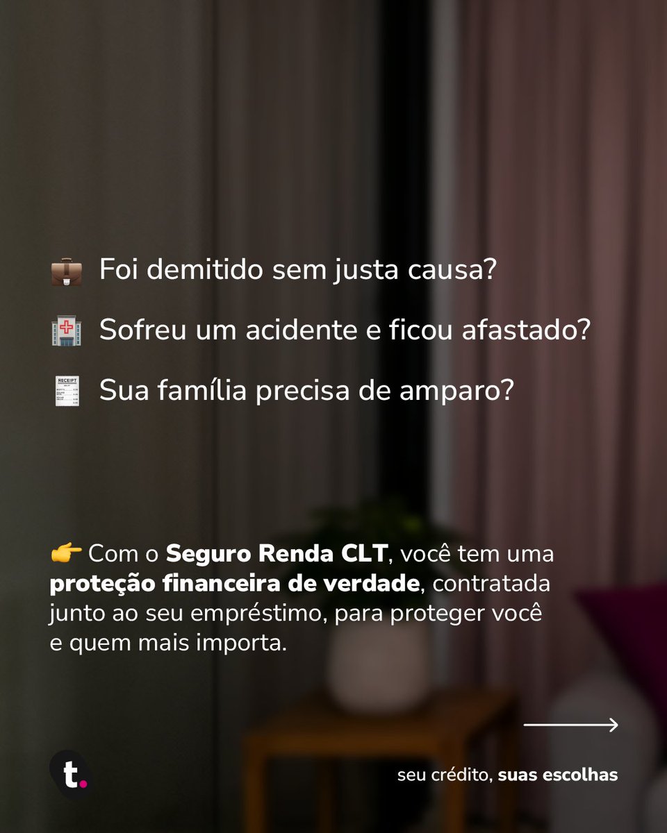 meutudoapp's tweet image. Foi demitido sem justa causa ou precisou se afastar do trabalho? 

O Seguro Renda CLT é a proteção que garante mais tranquilidade para você e sua família.

📲 Cadastre-se grátis no app e faça uma simulação: meutudo.link/LIcXE

#SeguroRendaCLT #ConsignadoCLT #meutudoapp