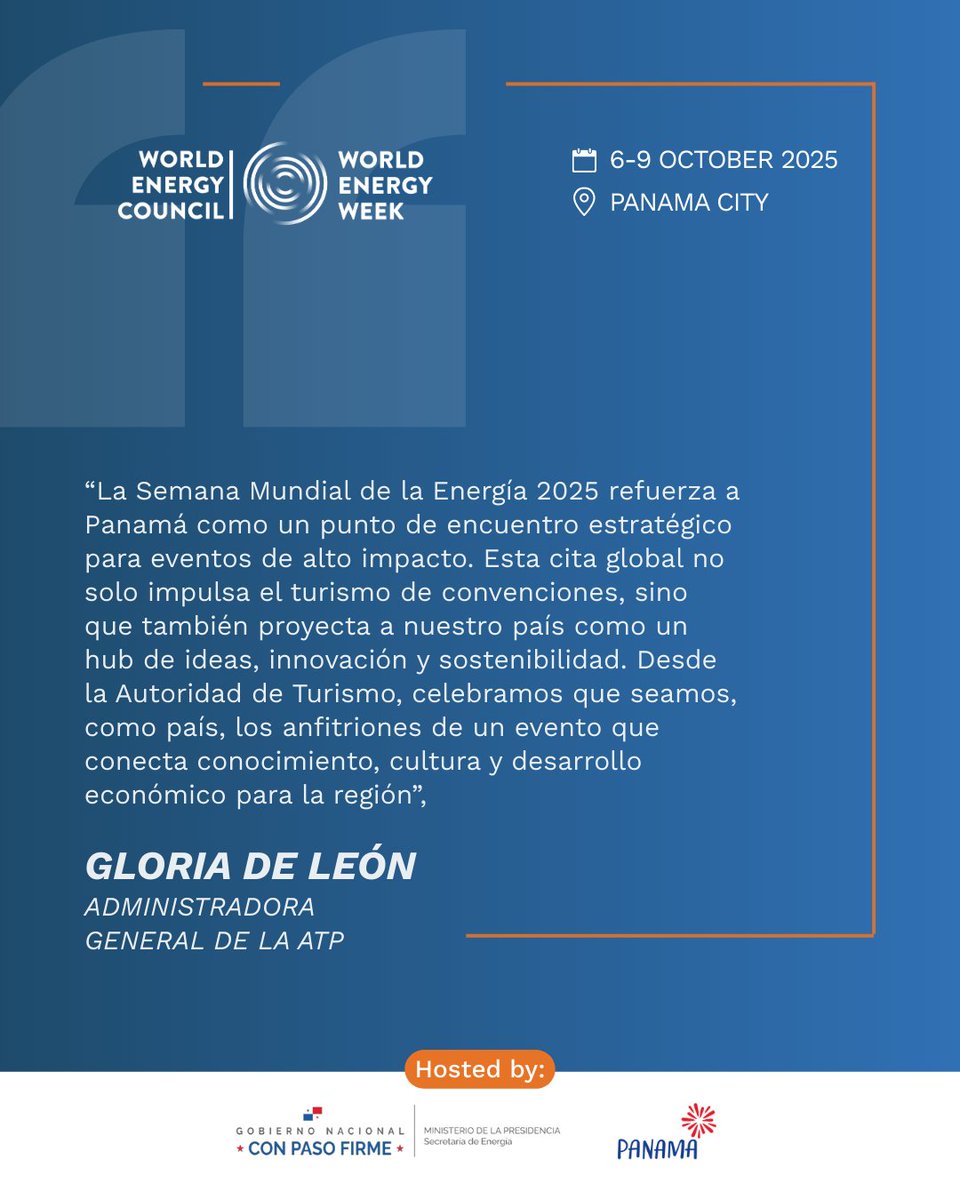 ¡Un llamado a todos los líderes de la industria energética!

Únanse a nosotros en la Semana Mundial de la Energía 2025 en la Ciudad de Panamá, del 6 al 9 de octubre.

📍 Sheraton Grand Panama
Registros en 🔗 worldenergyweek.org