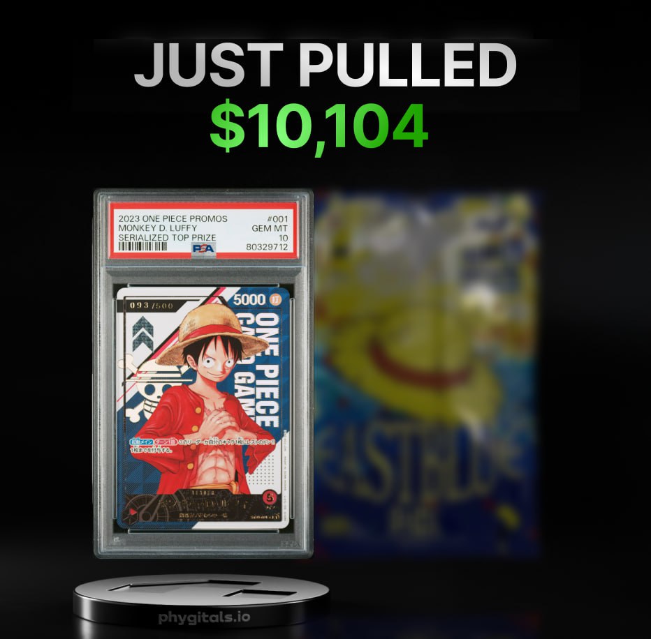 JUST PULLED 🔥

Someone ripped a $10K Luffy… and kept it 👀

Only on Phygitals: the world’s first #OnePiece digital pack experience where you open real cards!

Link below ⤵️
