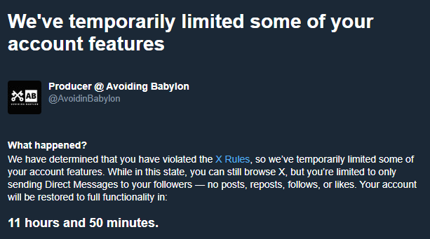 AvoidBabylon's tweet photo. FYI, Rob's account is locked for the next 12 hours because he posted publicly available information on someone who celebrated Charlie Kirk's death. https://t.co/RZBnHhvjyG