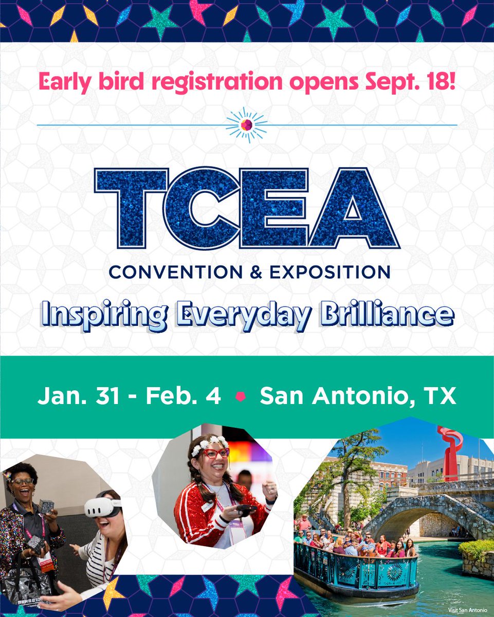 EduCroupe's tweet image. 🎉 Early Bird Registration for the 2026 @TCEA Convention and Exposition is open! 🎟️ Don&apos;t miss out on this opportunity to learn, connect, and have fun. Grab your spot for an unforgettable experience! 🚀 #TCEA #EduTwitter #EdTech #ProfessionalLearning

convention.tcea.org