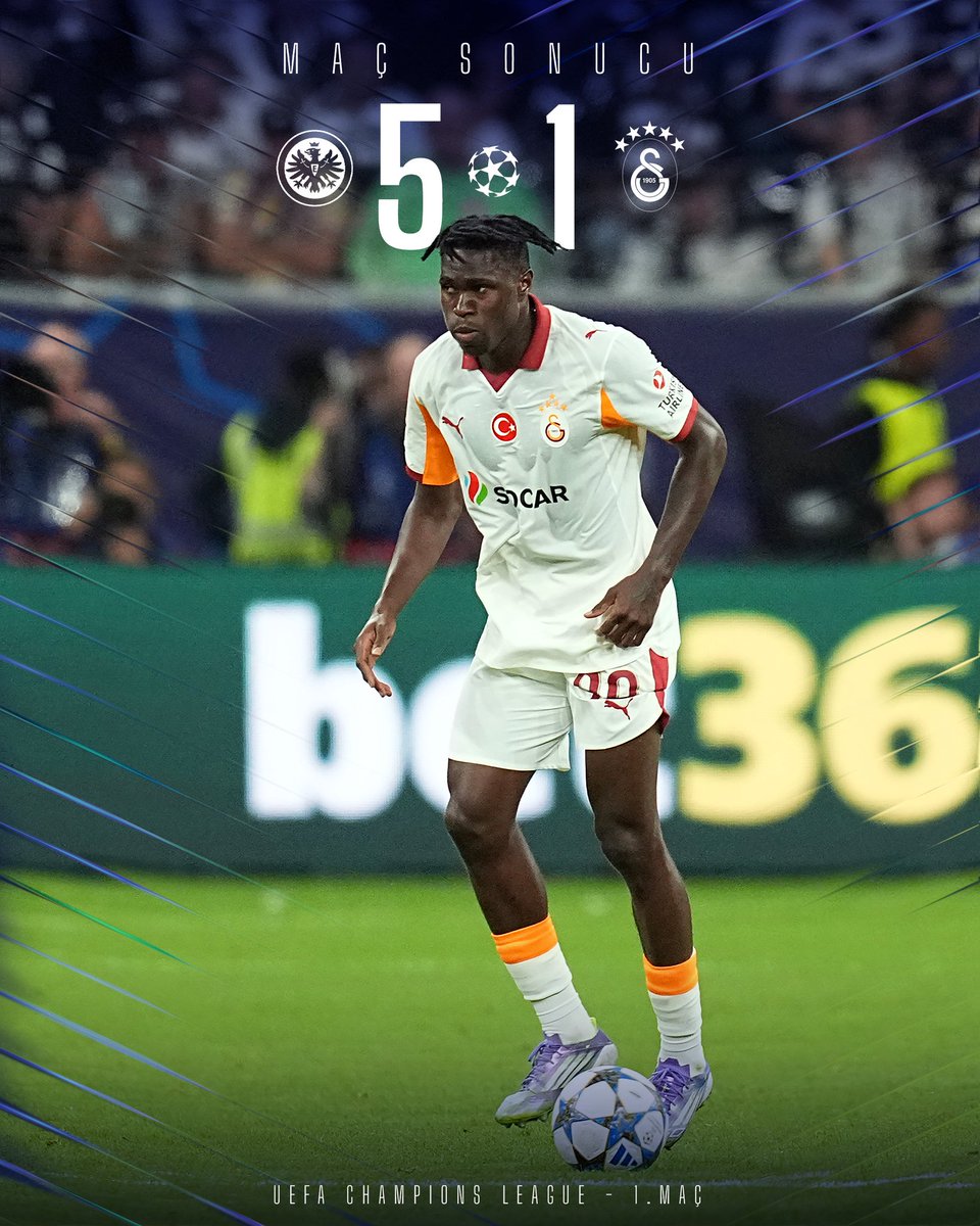 Temsilcimiz Galatasaray, UEFA Şampiyonlar Ligi ilk maçında Eintracht Frankfurt karşısında 5-1 mağlup olarak ilk maçına yenilgiyle başladı.

#SGEvGS #UCL