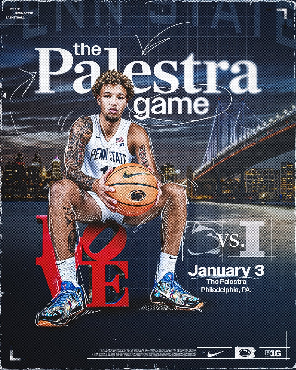 The Cathedral of College Basketball awaits. Penn State vs. Illinois in the City of Brotherly Love.

Jan. 3 | The Palestra

#WeAre