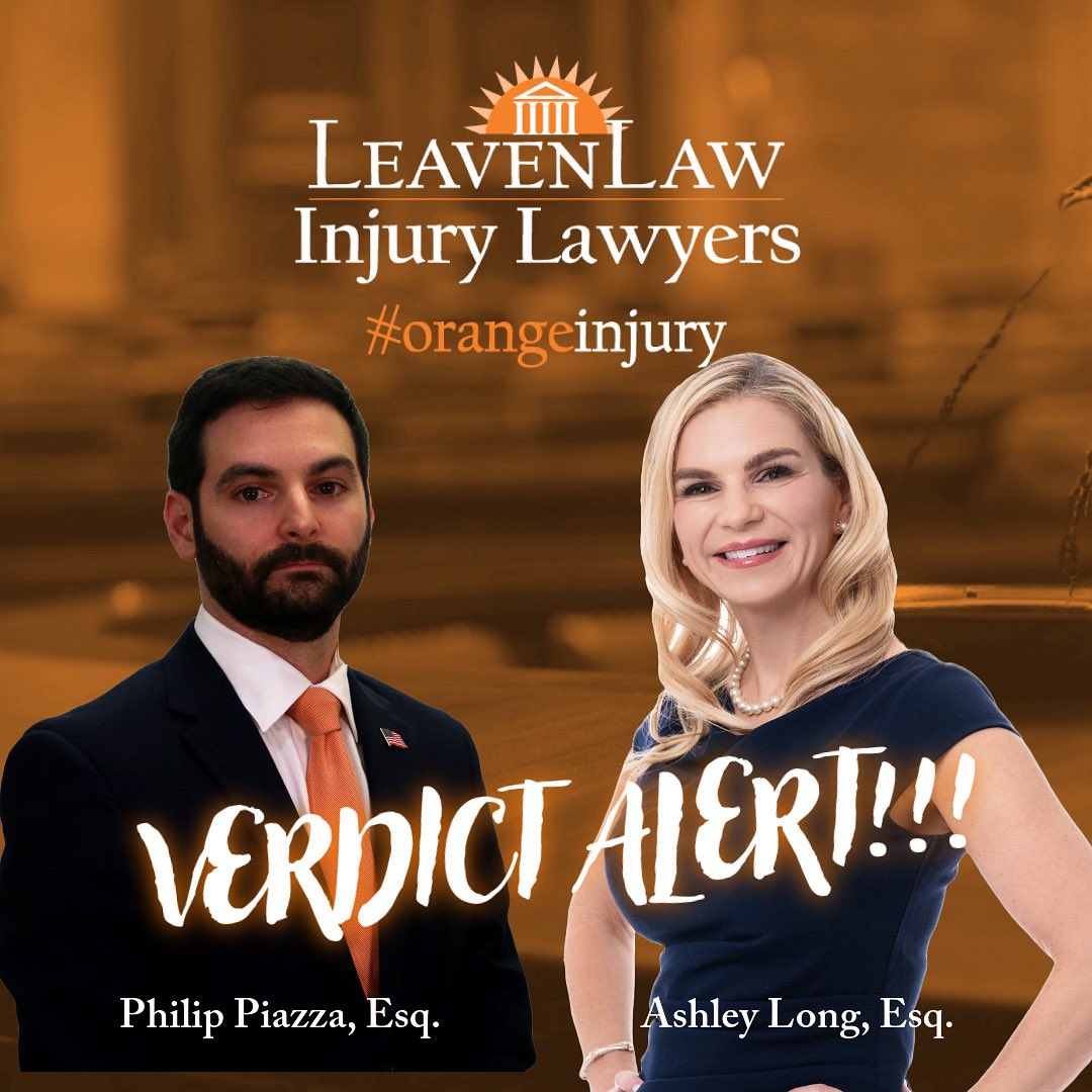 ‼️ VERDICT ALERT ‼️ LeavenLaw Injury Lawyers and trial attorneys extraordinaire @pmpiazza and @ashleylong79 took a motor vehicle accident case to jury verdict yesterday, receiving 9 TIMES 🏆 what the highest pre-trial offer was from the Defendant. 💵 Congratulations to all!