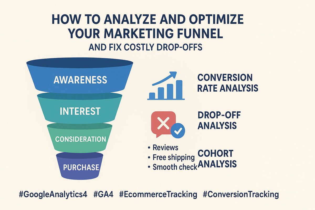 touhid_shakil's tweet image. Your sales funnel is bleeding money 💸

👉 Define funnel stages
👉 Set up clean tracking (GA4, CRM)
 👉 Run conversion, drop-off &amp;amp; cohort analysis
Fix leaks. Boost revenue. 🚀

WhatsApp: +8801718627811
Connect on fiverr: fiverr.com/anika_touhid/s…

#GoogleAnalytics4 #GA4