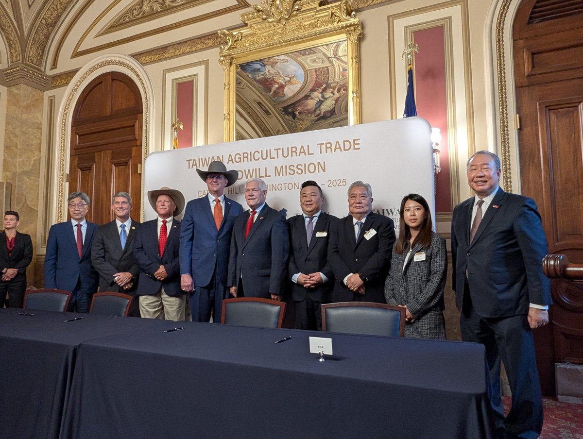 RepFranklin's tweet photo. Honored to join the TECRO Taiwan Agricultural Trade Goodwill Mission Reception, where Taiwan committed $10B in US ag purchases through 2028. A big win for American farmers and for strengthening our partnership with Taiwan! https://t.co/5PGVjbZhKR