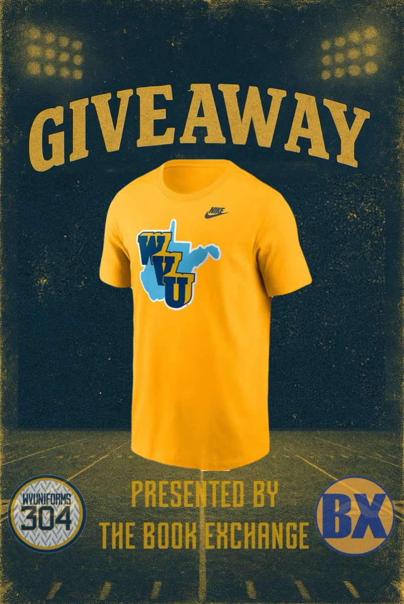 WVUniforms (@wvuniforms304) on Twitter photo 🚨GIVEAWAY🚨
Win a gold 1965 throwback shirt courtesy of The <a href="/BookExchangeWV/">The Book Exchange</a>!
How to enter ⬇️
1️⃣ Follow <a href="/WVUniforms304/">WVUniforms304</a>
2️⃣ Retweet this post
3️⃣ Reply w/ your WVU vs Kansas score prediction
Closest guess WINS! 🏆
#HailWV | #BeatKansas 🚨GIVEAWAY🚨
Win a gold 1965 throwback shirt courtesy of The <a href="/BookExchangeWV/">The Book Exchange</a>!
How to enter ⬇️
1️⃣ Follow <a href="/WVUniforms304/">WVUniforms304</a>
2️⃣ Retweet this post
3️⃣ Reply w/ your WVU vs Kansas score prediction
Closest guess WINS! 🏆
#HailWV | #BeatKansas