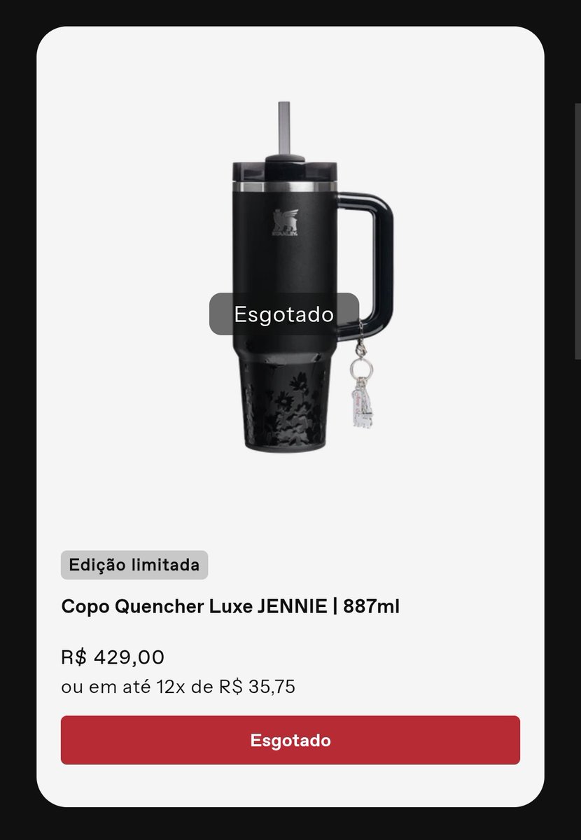 BLACKPINKBRASIL's tweet photo. SOLD OUT! Todos os itens da coleção de Jennie com a Stanley estão esgotados no site da marca no Brasil 🔥

Mas você ainda pode encontrar em uma loja física! Acesse o site e encontre a mais próxima de você ↓ 

🔗: https://t.co/Vcm94OeaBM

#JENNIE #BLACKPINK https://t.co/uH49IkjS4Z