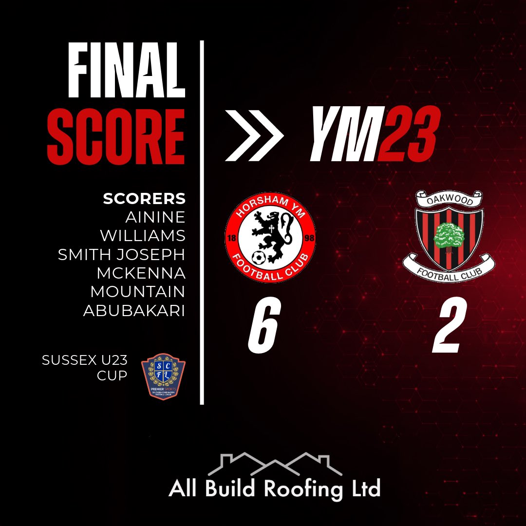 horshamymfc's tweet image. YM23’s go through to the next round of The Sussex U23 Challenge Cup after a convincing 6-2 win at home against @OakwoodFC 

Goals from Ainine, Williams, Smith-Joseph, McKenna, Mountain &amp;amp; Abubakari sealed the win