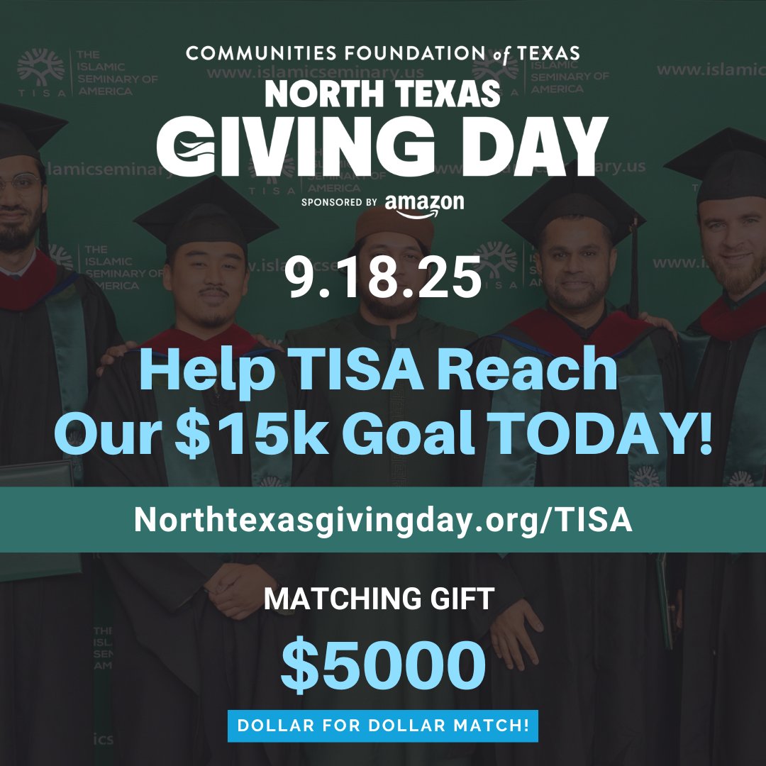 TODAY is North Texas Giving Day! When the whole community works together, we can make a HUGE impact! Help us reach our goal $15,000 to build more ethical, more effective Islamic Leadership across Texas and beyond! 💚  ⏰ GIVE NOW: northtexasgivingday.org/TISA   #NTxGD
