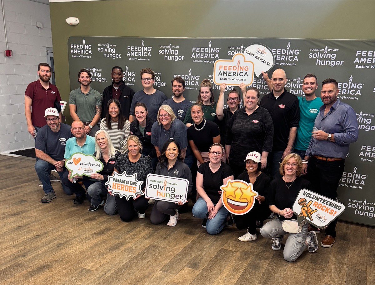 Our Milwaukee employees recently volunteered at <a href="/FeedAmericaWI/">Feeding America Eastern Wisconsin</a>, packaging 5,821 pounds of food – enough to feed, 4,850 people for one meal. It’s inspiring to see our Employee Owners support our communities and help ensure families have access to nutritious meals. 🧡💚