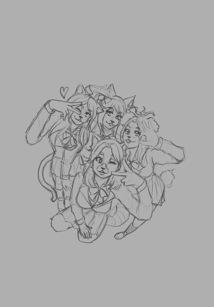 BinkiStudio's tweet image. Sketched me and the girlies for fun 🥹❤️ will finish up tonight maybe