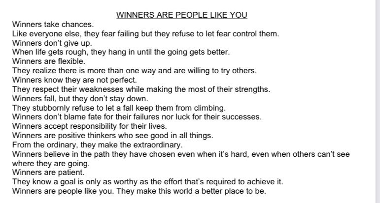 LetsMeetAtTheQB's tweet image. Winners are people like you. 
#FBCoachAdvice #bettereveryday #football #takechances 
#OldCoachAdvice