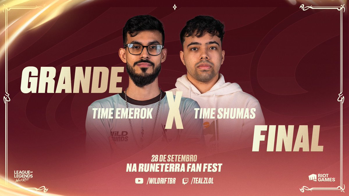 O Rift vai explodir em emoção, vem aí a GRANDE FINAL do #WildRounds!

Shumas ⚔️ Emerok, em um duelo intenso em busca do grande título, o embate rola no dia 28 de setembro, às 12h00, diretamente da Runeterra Fan Fest.

E você pode viver toda a energia da Runeterra Fan Fest em dois