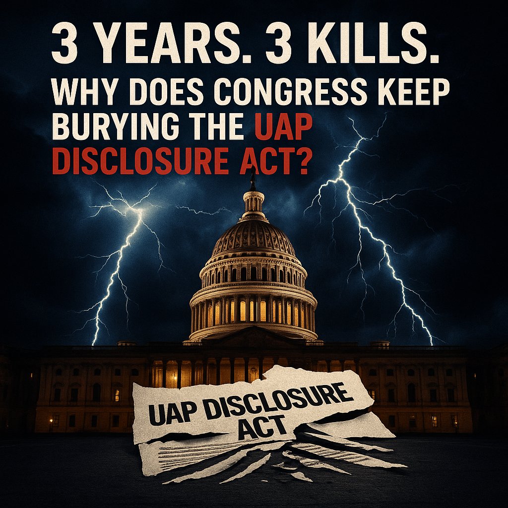 Good question. The UAP Disclosure Act keeps getting deleted or gutted when included as an amendment to the NDAA for the last three years. Still lacking support from POTUS, which is essential for eventual passage. Why?