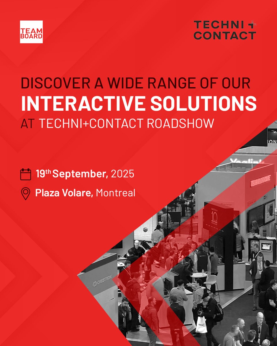 Come experience the TeamBoard AX interactive panel, the AirServer Connect 3 wireless solution, and Infobit in action tomorrow at the Let’s Connect 2025 Roadshow by Techni+Contact!

📅 September 19th, 2025
📍 Plaza Volare, Montreal

#TeamBoardAX #AirServer #LetsConnect2025