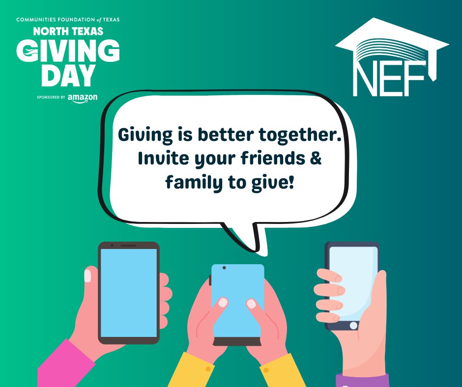 🚨 Just over 7 hours to go! Help NEF reach our $20,000 goal - we’re at $8,009 and climbing!
📣 Share with your friends &amp; family: every gift supports NISD students &amp; teachers.

👉 Give today: northtexasgivingday.org/NEF 
#NTxGivingDay