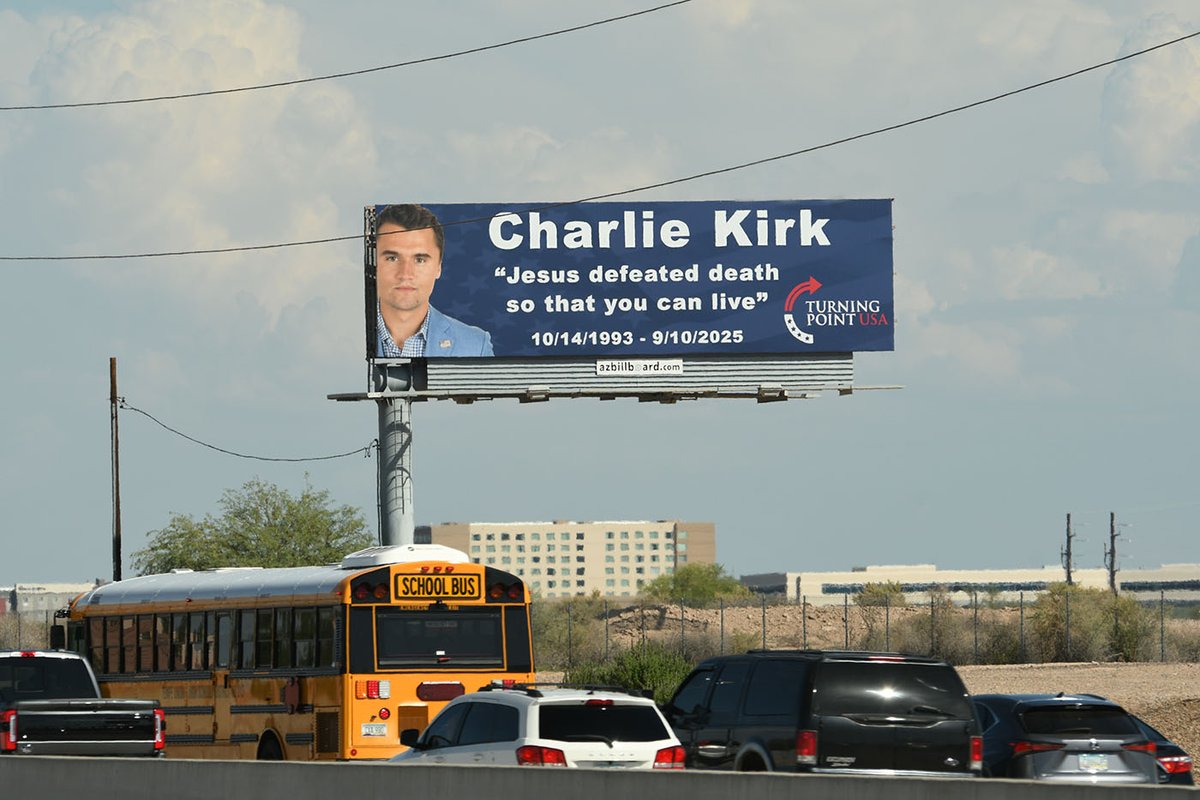 Charlie Kirk <a href="/charliekirk11/">Charlie Kirk</a> billboard
Santan Freeway Loop 202, Chandler, Arizona
#CharlieKirk #billboard #TurningPointUSA