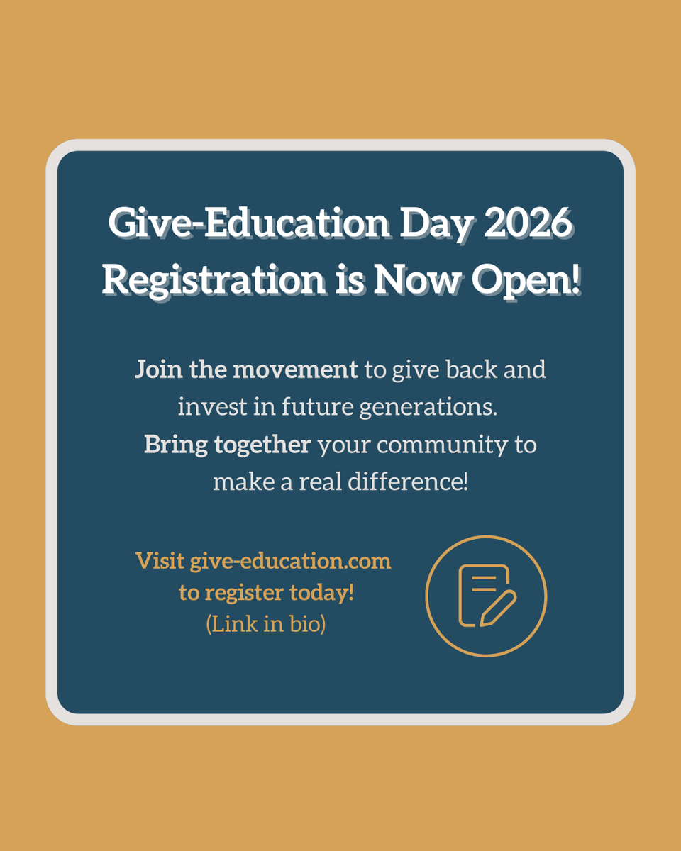 alumni_nations's tweet photo. 🎉 Registration is OPEN! 🎉

Join us on March 4, 2026 for Give Education Day. A day when alumni, families, and our community come together to support students and schools. 🌟

Register today to be part of this powerful movement for K12 education!

🔗https://t.co/kgyCm5Pvzc https://t.co/dsv7SFMUpT