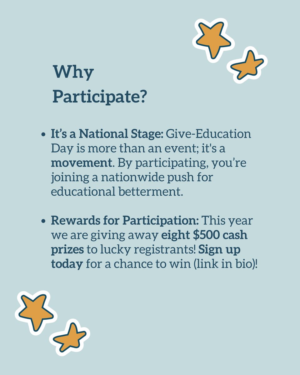 alumni_nations's tweet photo. 🎉 Registration is OPEN! 🎉

Join us on March 4, 2026 for Give Education Day. A day when alumni, families, and our community come together to support students and schools. 🌟

Register today to be part of this powerful movement for K12 education!

🔗https://t.co/kgyCm5Pvzc https://t.co/dsv7SFMUpT